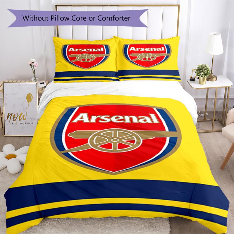3pcs Arsenal F.C Bedding Set Duvet Cover Closure Includes 1 Duvet Cover & 2 Pillowcases, Soft and Comfortable for All Seasons.