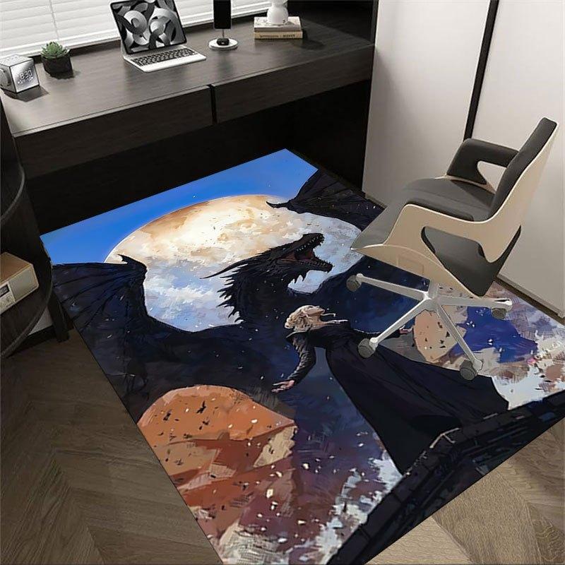 

1pc Fire and Blood Office Carpet Chair Mats, Home Decor Mat | Fantasy Theme Mat | Durable Mat, Dragon DecorB13 60cm by 90cm