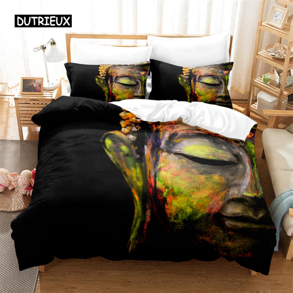 

Buddha Bedding Set Duvet Cover Set 3d Bedding Digital Printing Bed Linen Queen Size Bedding Set Fashion Design EU single(135x200cm)