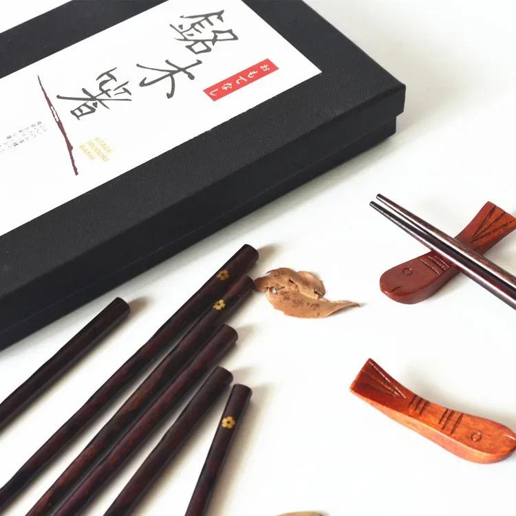 BEPAN Chinese style gift box creative wooden chopsticks four pairs of chopsticks chopstick rest gift box
