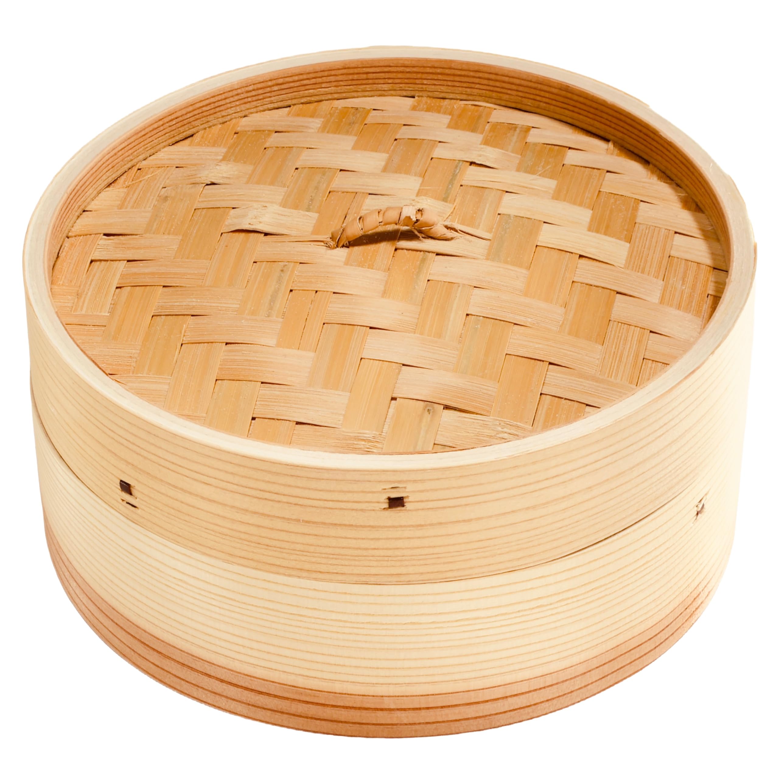

Cedar Chinese Steamer, 18cm, with Lid, 2-Tier Set, for Home and Commercial Use, Natural Wood