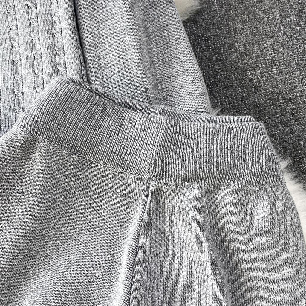 Faionable Knitted Embroidered Striped Set High Waist Wide Leg Pants Zipper Jaet for Women Autumn Season Casual Wear