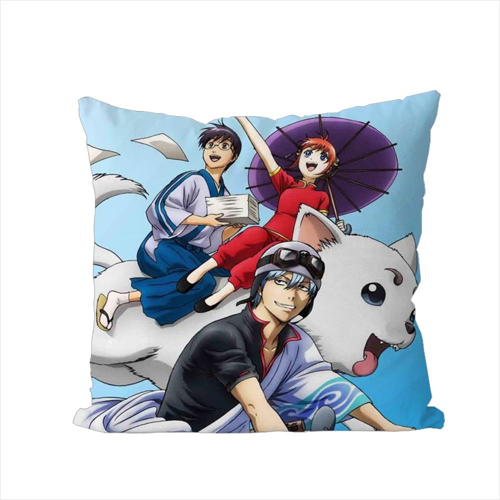 Gintama Animationskissenbezug für Auto Sofa Dekoration Zuhause Zweiseitiger Druck Plüsch Quadratisch Wurfkissen Kissenbezug