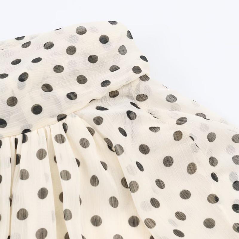 Women's Fashion: European and American Style Polka Dot Casual Loose Long Sleeve Shirt