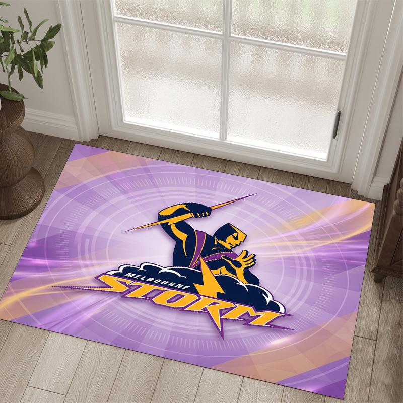 Melbourne Storm Design Crystal Velvet Carpet Cozy Non?Slip Printed Rug For Bedroom Living Room Entrance