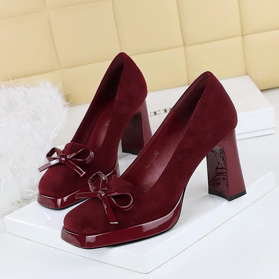 Voděodolné platformové boty na vysokém podpatku se čtvercovou špičkou, semišová dekorace s motýlí mašlí, dámské boty s mělkým výstřihem, super vysoké podpatky, lodičky