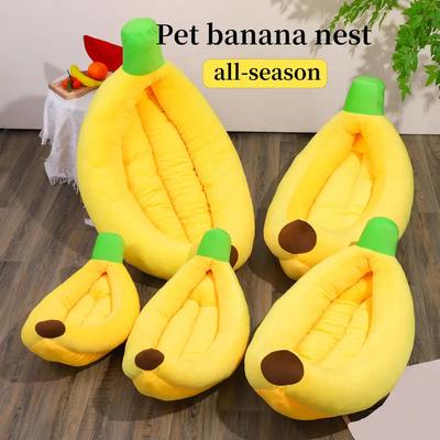 Cucce per Cani Accogliente Nido a Forma di Banana Letto per Animali Domestici Durevole Staccabile e Lavabile Peluche Santuario Caldo per Cani e Gatti Piccoli/Medi/Grandi