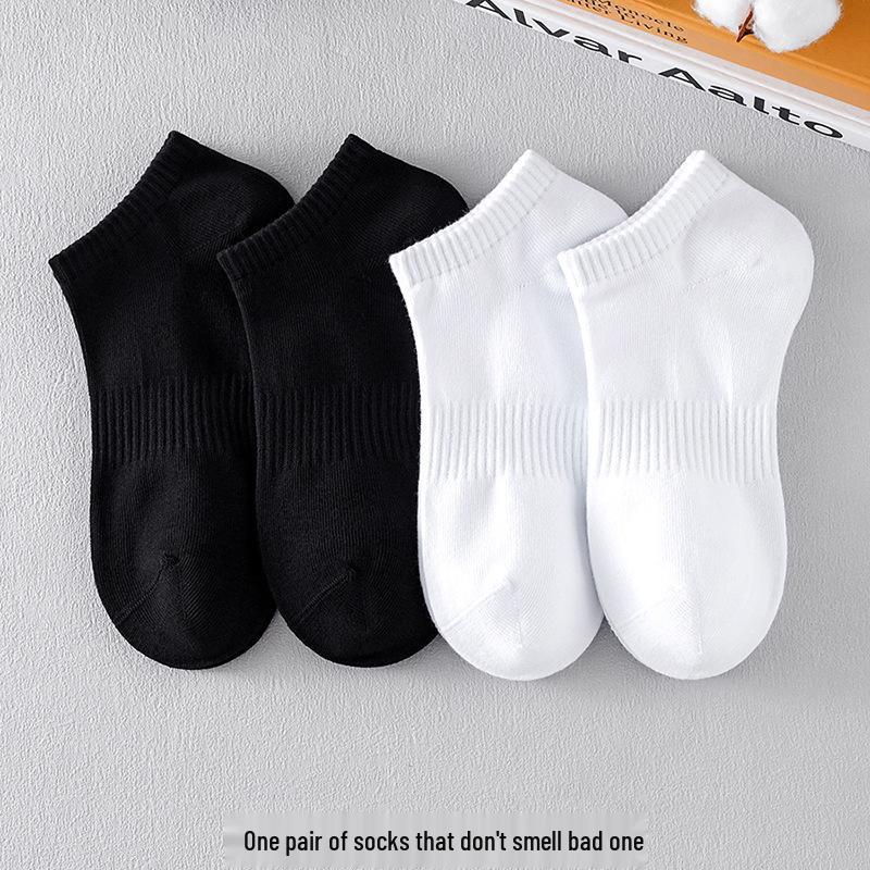 

Унисекс Дышащие Хлопковые Носки-Лодочки с Защитой от Запаха - Черно-белые One Size