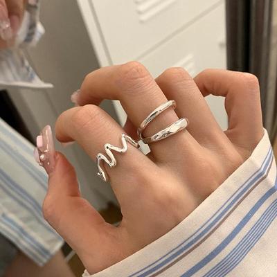 Irregular Wave Open Metal Ring: Retro, Versatile Design for Women