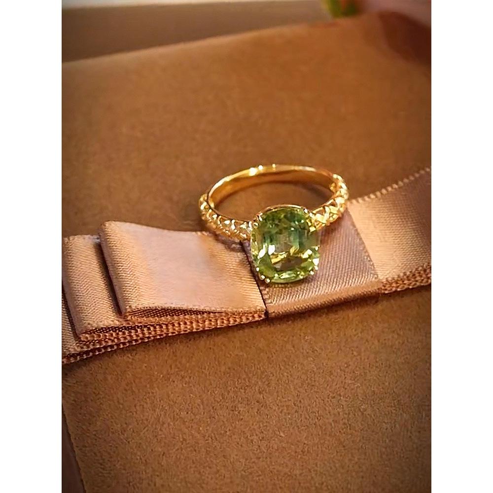 

Xiancan 2022 925 Silver Women s Ring with Green Tourmaline and Gold Edges - European and American Fashion Style Size 7 зелёный