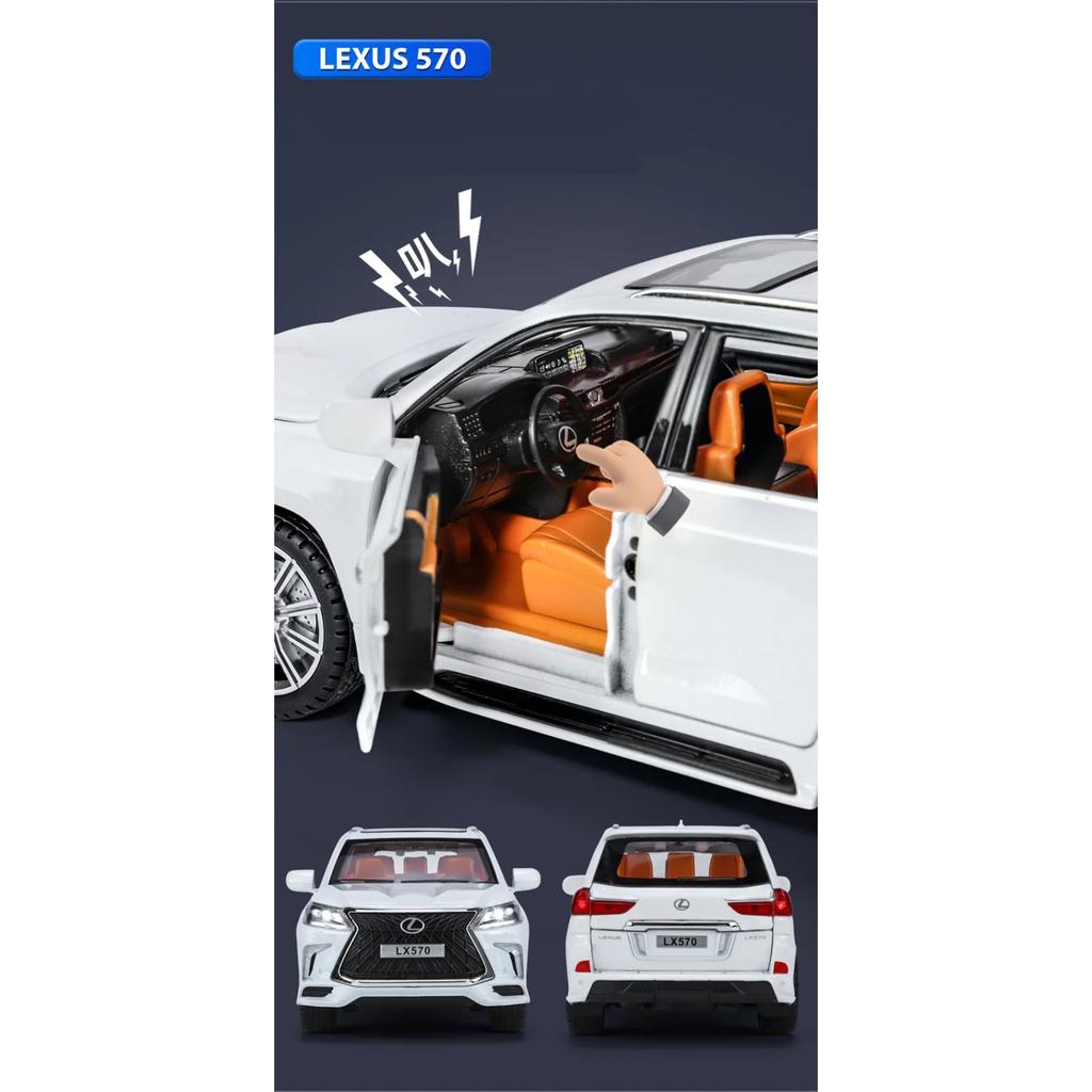 1/24 Lexus LX570 SUV Alloy Car Model Diecasts Metal Off-road Vehicles Car Model Sound Light Simulation Childrens Toy Gift