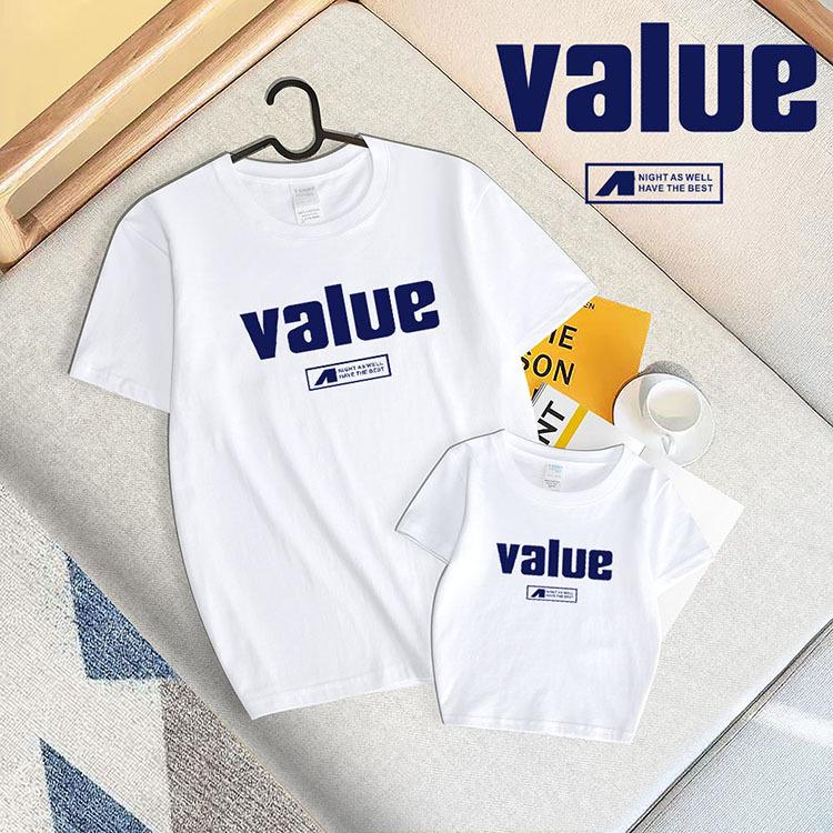 Summer 2025 Combed Cotton Parent-Child T-Shirt – 180g Pure Cotton, Round Neck, Short Sleeve Family Outfit 110 cm