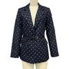 Yousheng Women Suit Coat Lapel Long Sleeve Dot Print Buttons Placket Suit Jacket with Belt Versatile Urban Style Business Workwear