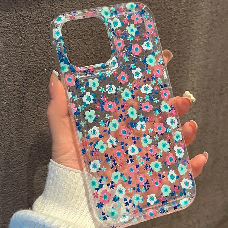 Red and Blue Flower for Apple 15/14/13 Promax Mobile Phone Case 12/11pro Soft Case Xr/xs Anti-drop 7/8