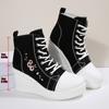 Fashion Floral Embroidered Wedge Ankle Boots for Women Autumn Lace Up High Top Casual Shoes Woman Plus Size Fashion Platform Short Boots