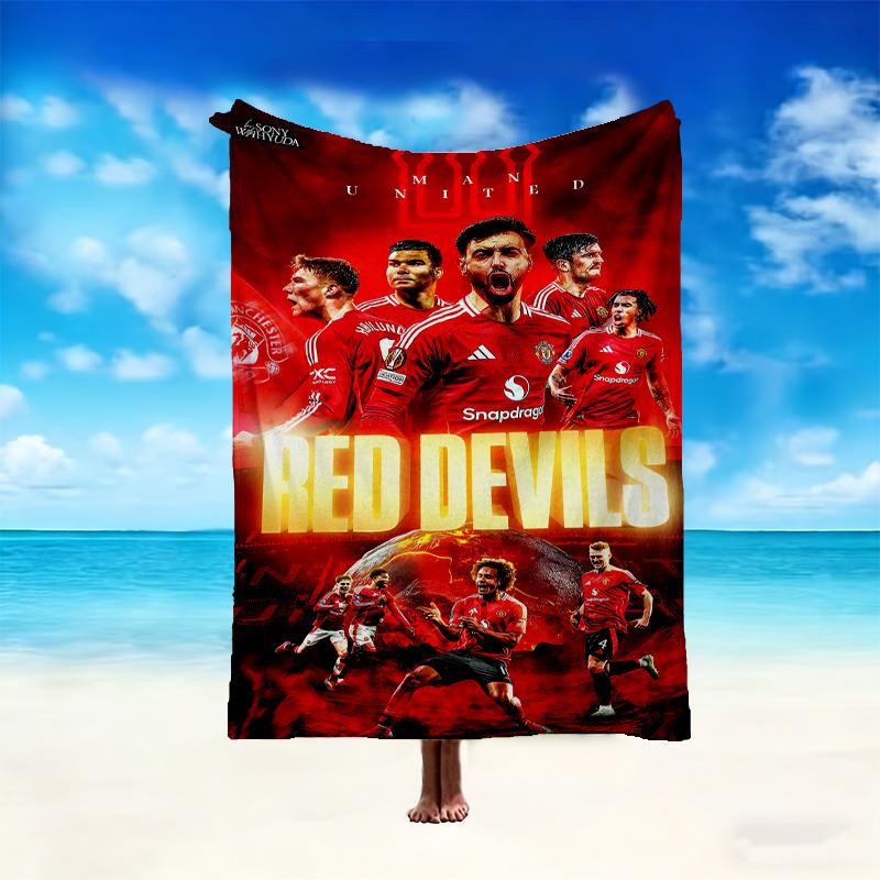 [1pc Manchester United Manchester City Blanket] All-Season Blanket - Cozy Blanket for Sofa Couch Home Decoration, Digital Printed Nap Blanket