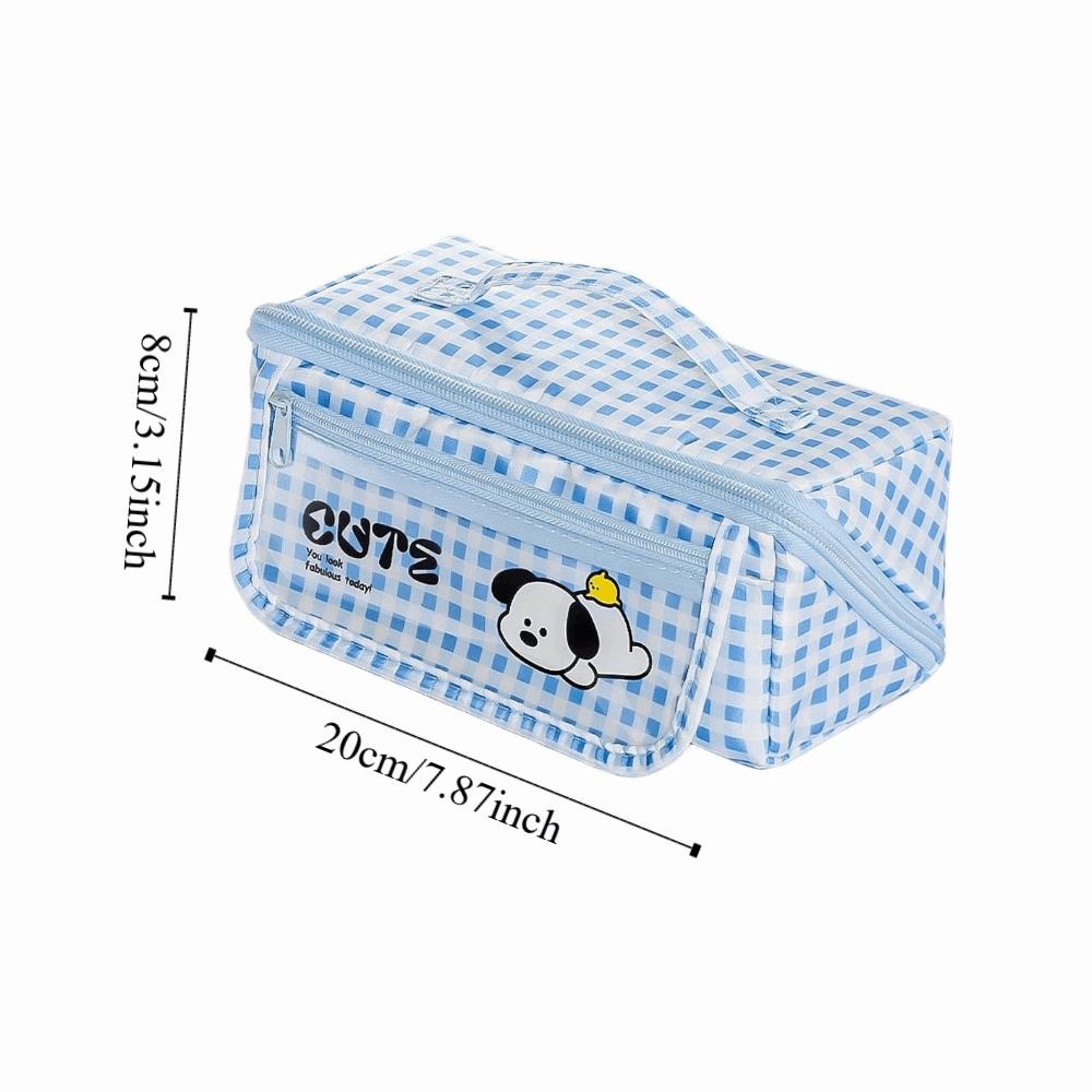 Puppy Grid Stationery Bag Korean Style Dopamine Pencil Pouch Kawaii Prism Pencil Case Unisex