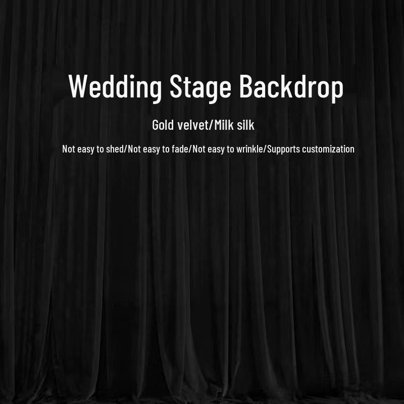 Gold and Black Velvet Wedding Backdrop with Red Gauze Drapes