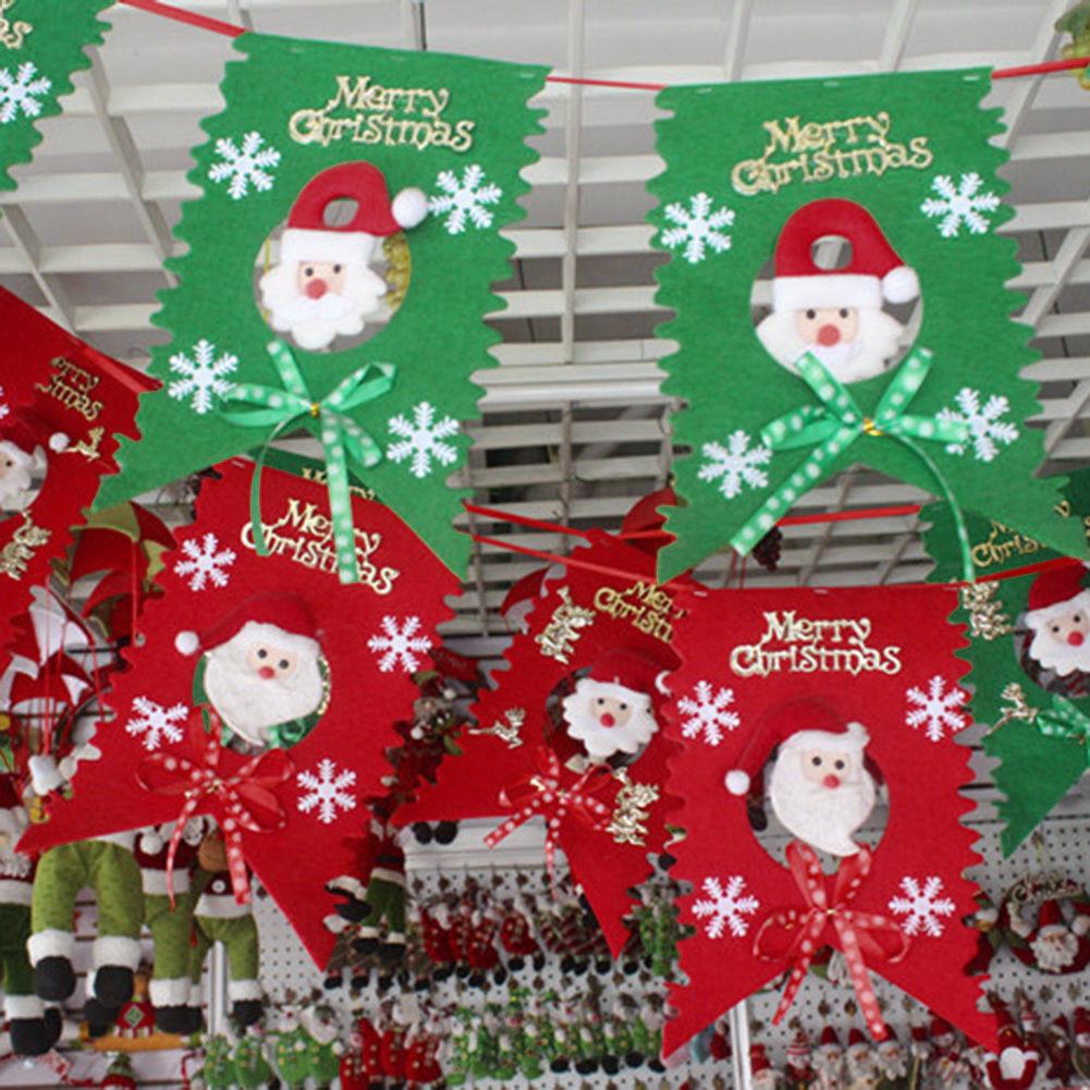 Pattern Santa Claus Hanging Flags Christmas Party Decoration Fashion Banner