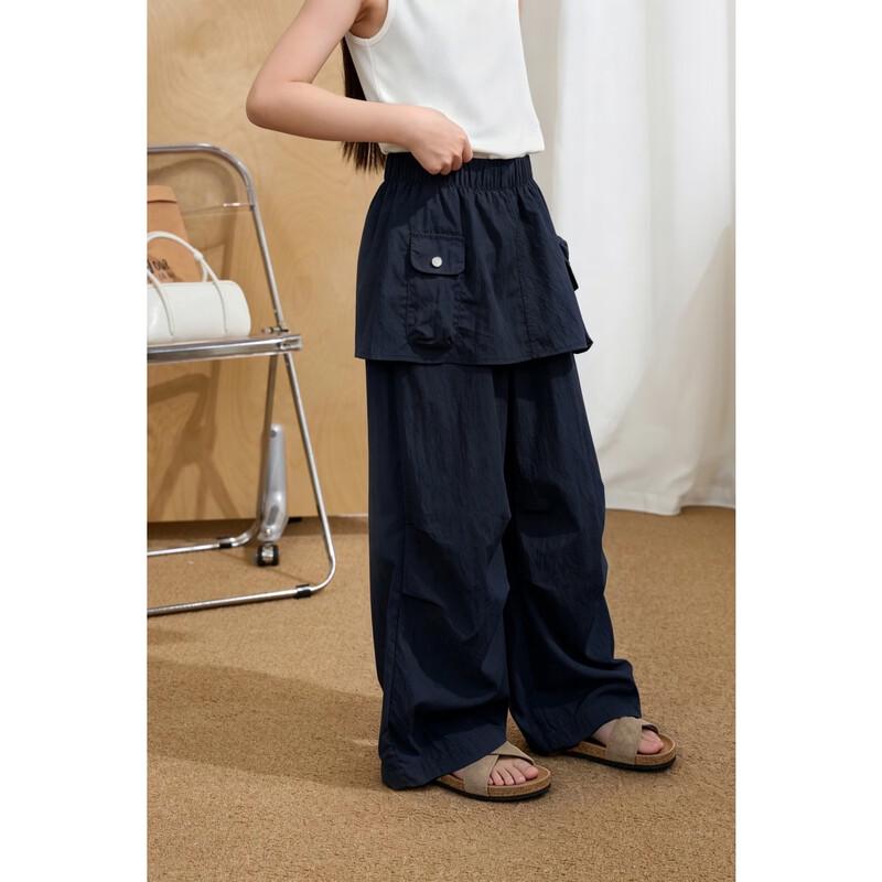Girls' Summer Soft Workwear Loose Wide-Leg Pants