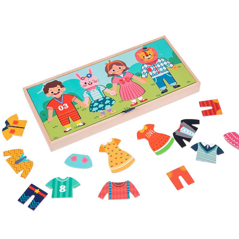 Montessori Wooden Dress-Up Puzzle Game for Kids: Changeable Outfits for Boys & Girls