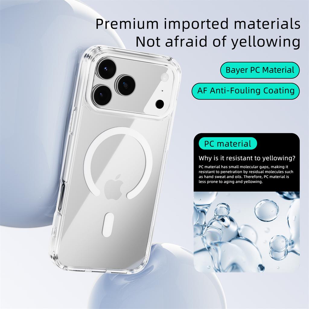 Magnetic for Magsafe Wireless Charging Phone Case for IPhone 17 Pro Max Hard Shell Transparent for Apple 17 Air 16 15 Plus 14 13