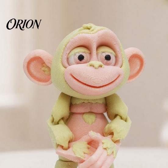Portable Healing Animal Charm 3D Printed Articulated Monkey Figurine, Multi-Color Cartoon Model with Cute Mini Statue Movable Joints, Stress