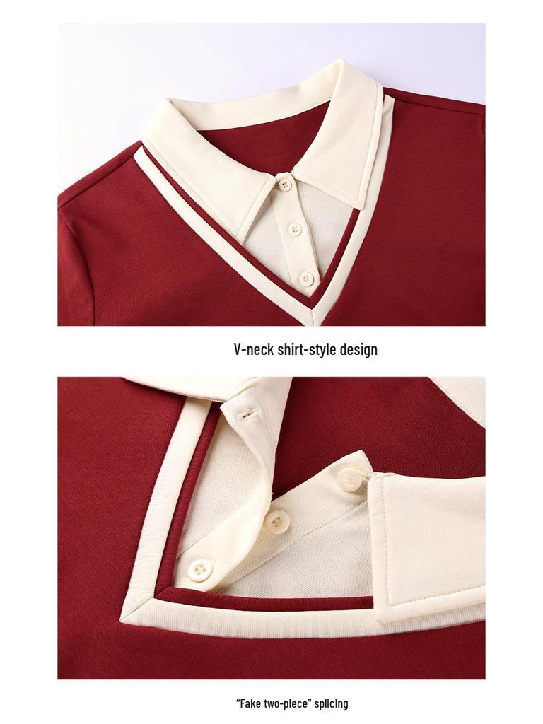 Women's Straight Shoulder Long-Sleeve T-Shirt, New 2026 Stylish Lapel Top for Spring & Autumn. Versatile Base Layer or Outerwear.
