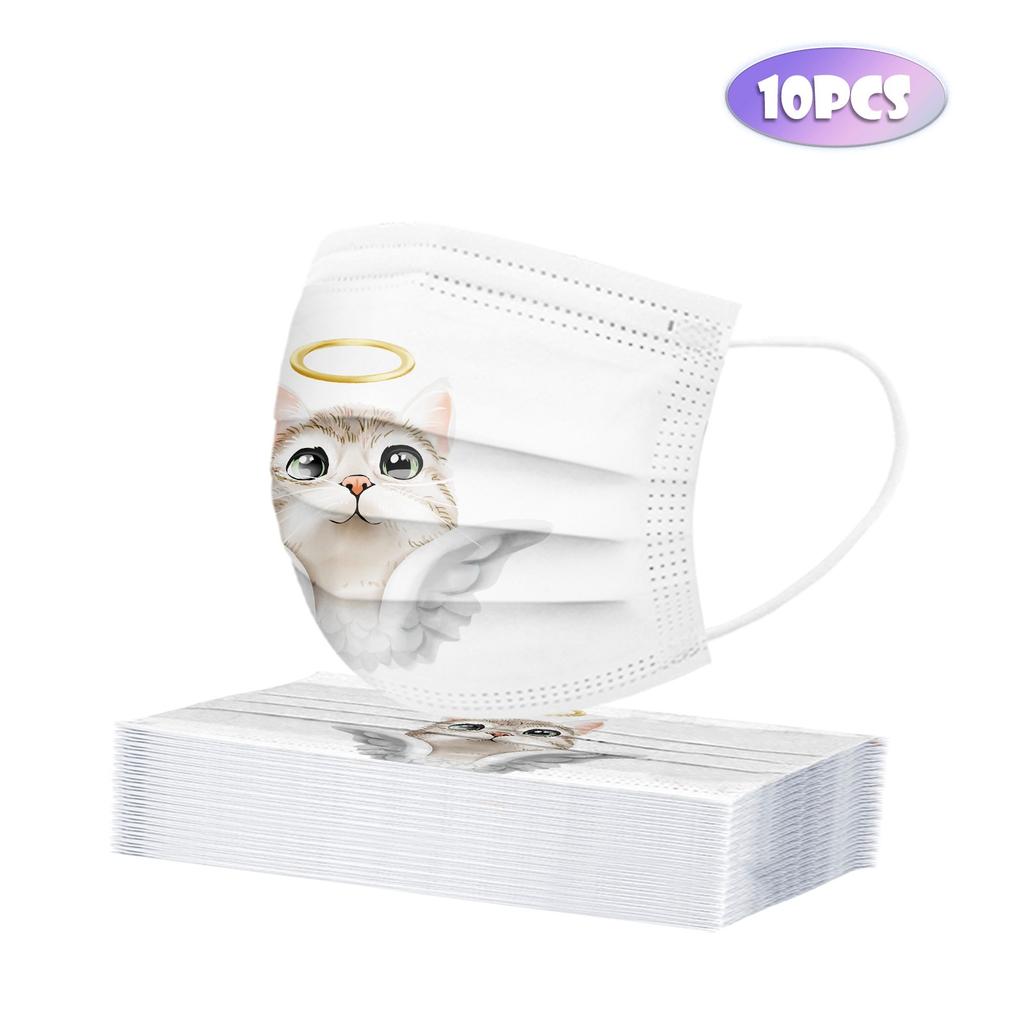 10pcs Children's Mask Disposable 3 Ply Safety Face Masks, Dust-Mask With Stretchable Earloops