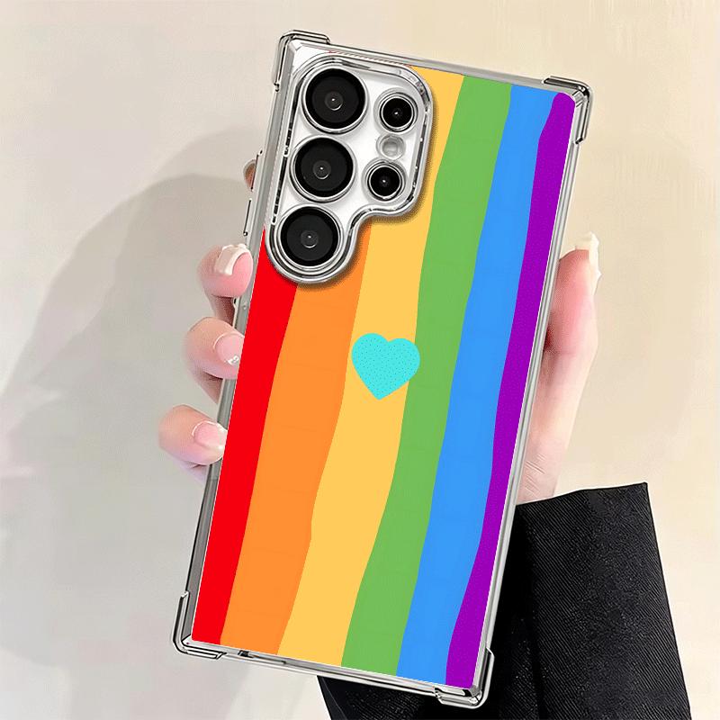 Regenbogen-Gradient-Liebesdesign Beschichtetes Handyhülle Für Samsung Galaxy S24 S25 FE S26 Edge S23 Ultra S22 S21 Plus S20 Sturzfest Aira