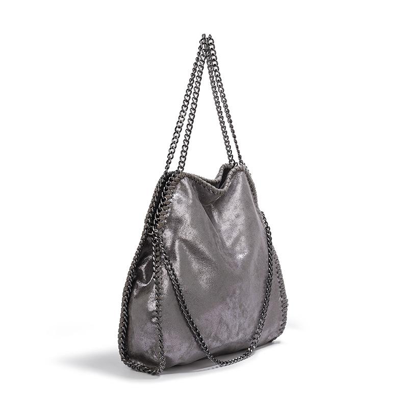 Modna Nowa Damska Torba na Ramię z Łańcuszkiem Duża Pojemność Torba Crossbody Tote Damskie Składane Jednokolorowe Torebki Torby na Zakupy