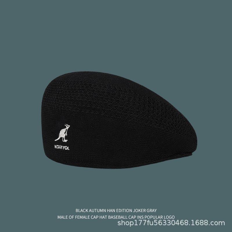 Kangaroo Wool Beret Women's Retro Fashion Forward Hat Autumn and Winter Reverse Painter Hat British Mesh Bud Hat
