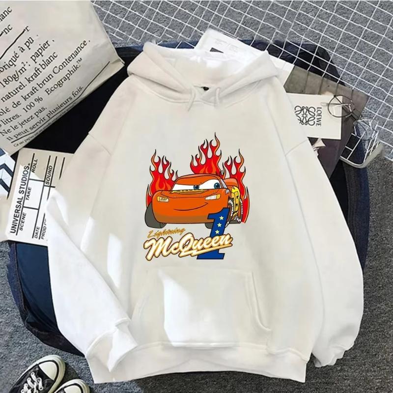 Cars Lightning McQueen Hoodies Women Vintage Jasmine Kawaii Hooded Pullover Clothes Cartoons Sweatshirt Harajuku Aesthetic Tops