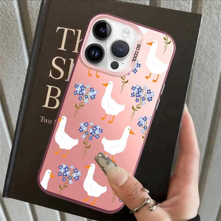 

Cartoon Duck Flower Back Phone Cover Case for iPhone 17 Pro Max XS 12 XR 14 Air 13 Pro 11 16 15 Plus iPhone 16 Plus