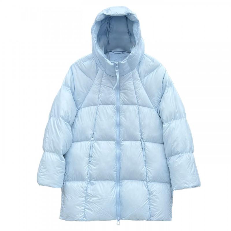 Womens Mid-Length Puffer Coat 90% White Duck Down Loose Fit Winter Warm Hooded Jacket Daily Commute
