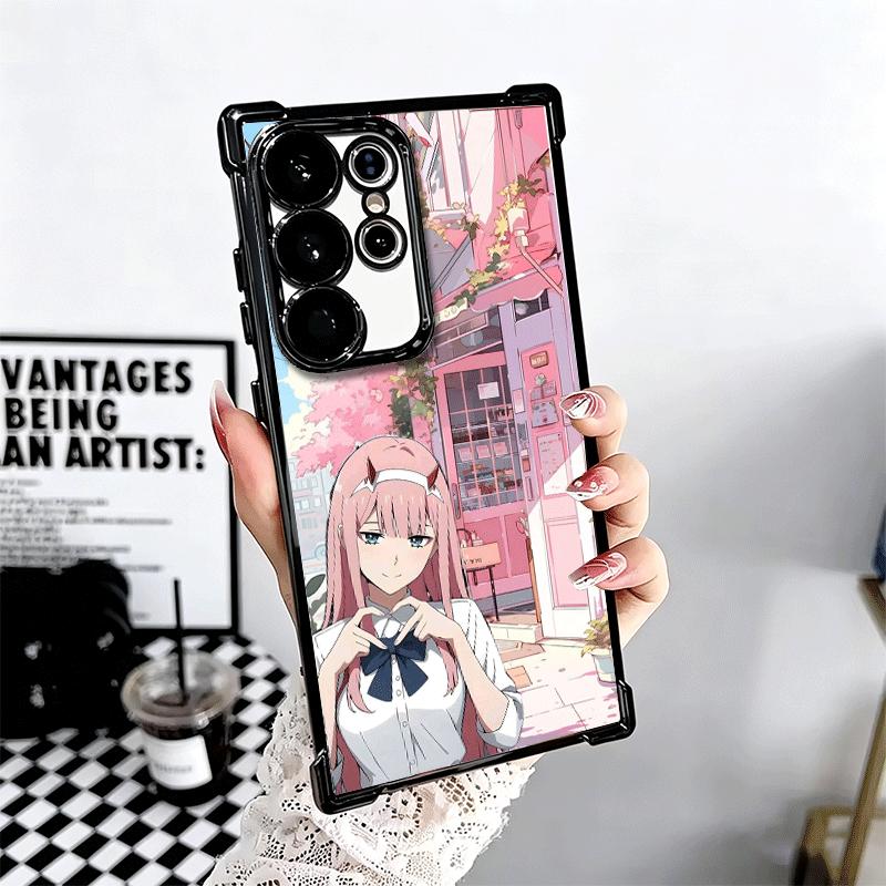 Zero Two 02 Kawaii Niedliche Galvanisierte Handyhülle Für Samsung Galaxy S24 S25 FE S26 Edge S23 Ultra S22 S21 Plus S20 Anti-Fall Airbag C