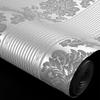 Graue 3D-Tapetenrolle mit viktorianischer Damast-Prägung, Heimdekoration, Wohnzimmer, Schlafzimmer, Wandverkleidung, silbernes Blumen-Luxus-Tapetenpapier