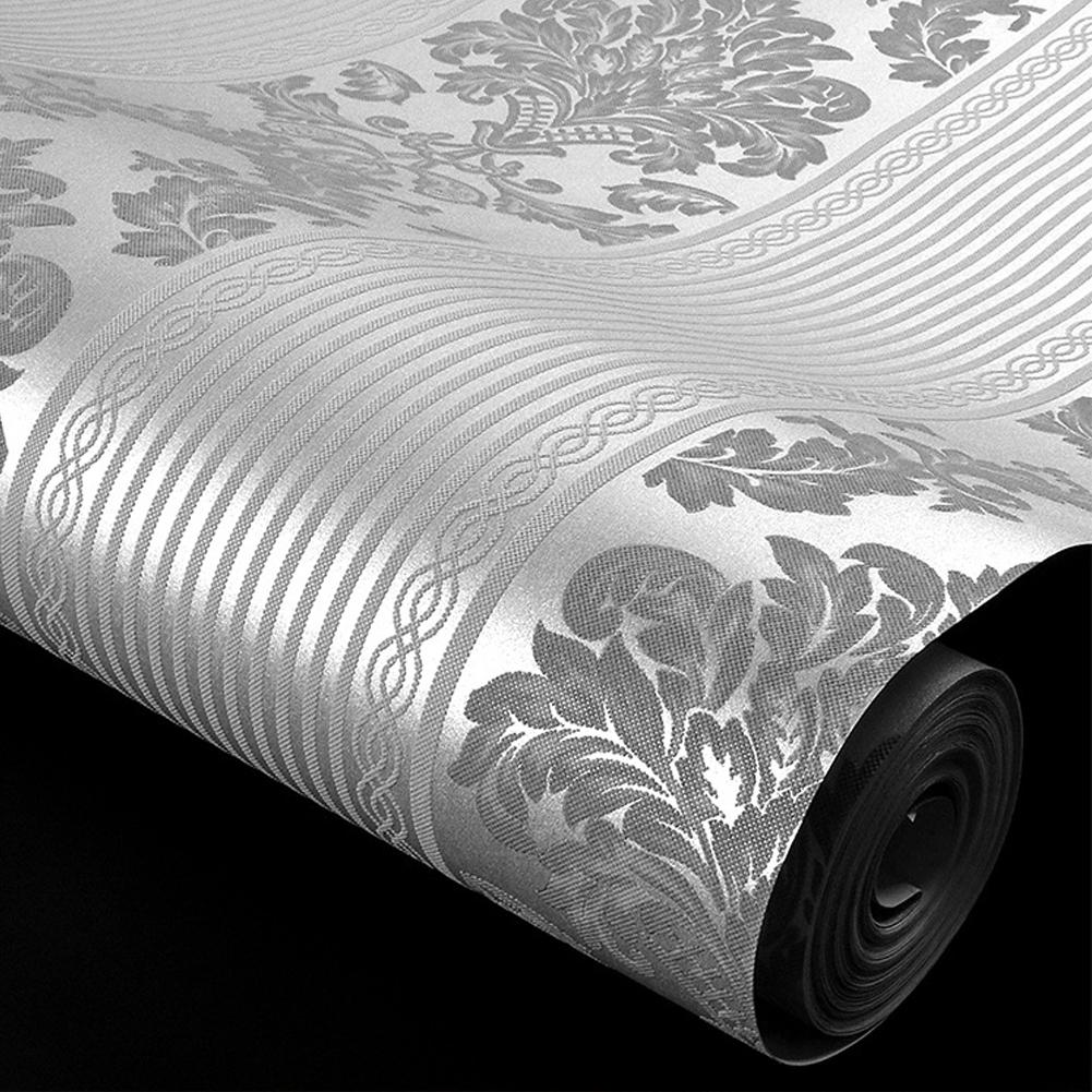 Šedá 3D viktoriánská damašková reliéfní tapeta v roli Domácí dekorace Obývací pokoj Ložnice Tapety Stříbrné Květinové Luxusní tapety