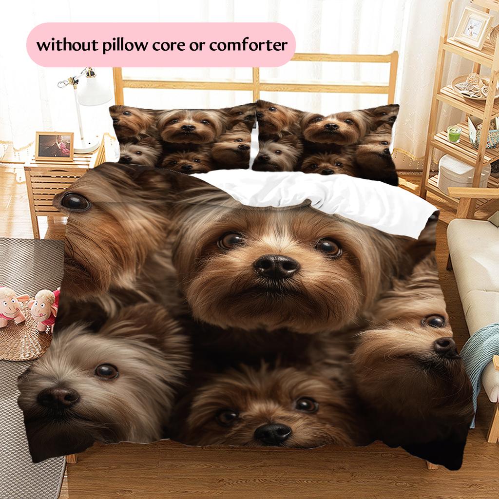 Yorkshire Terrier Pattern Bedding Home Decoration Birthday Gift (1 * Duvet Cover + 2 * Pillowcase, Without Core)
