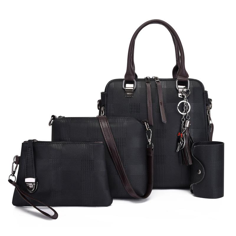 Fashion Women's Bags, New Mother and Child Bags, Four-piece Women's Handbags, Striped Retro Oblique Span Shoulder Bags