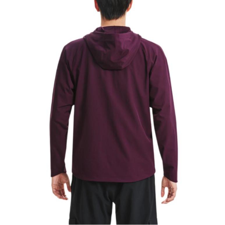 Under Armour Sun Protection Series Solid Color Zip-Up Drawstring Hooded Sports Woven Breathable Training Jacket Men Outerwear Rock-Purple 1370494-572