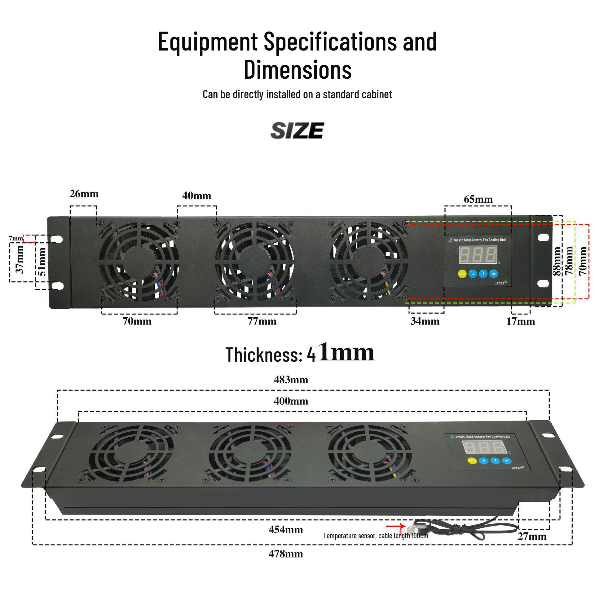 2U Server Cooling Unit: 220V Temp-Controlled Dual Ball Bearing Fan with Speed Regulation