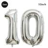 32inch Silver Number Foil Balloons Large Digit 0-9 Helium Globos Happy Birthday Party Decor Wedding Anniversary Graduation 2026
