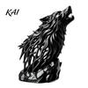 Geometric Wolf Figurine Howl Sculpture, Gothic Wildlife Home Decor, Howling Statue Industrial Style Desk Decor with Rock Base, Rustic Animal
