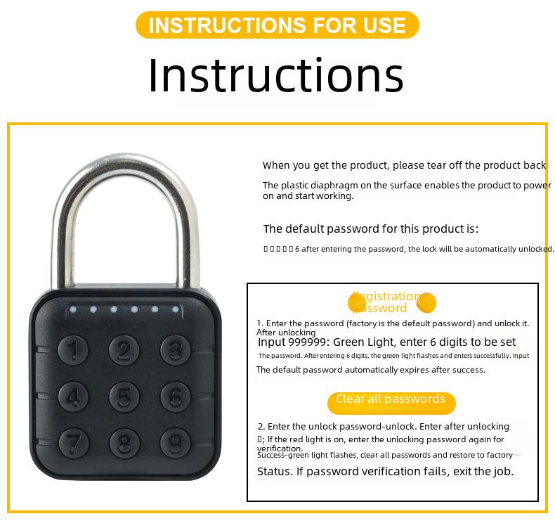 Smart Waterproof Padlock for Home, Dorm, Drawer, or Garage