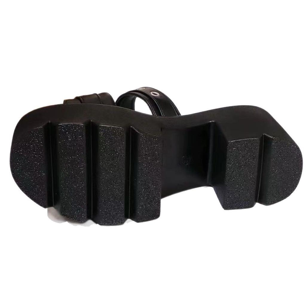 Fashion Metal Decoration Sandals Women Designer Summer Slippers Buckle Vampire Cosplay Platform Black Gothic Women Shoes Slippers