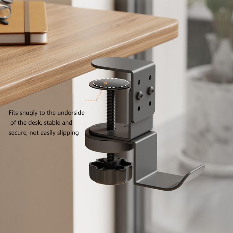 MultiPurpose 360degree Rotatable Headphone Stand Hanger With Strong Carbon Steel Clamp Fit Up To 6.8cm Table Thickness