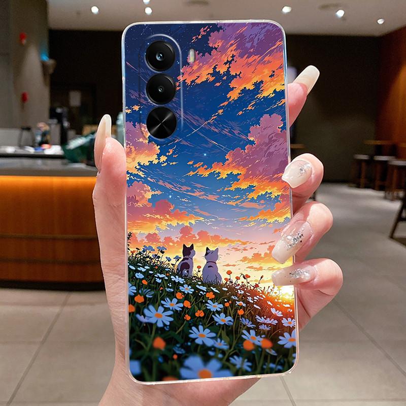 

Jelly Color TPU Transparent Phone Case For Realme P4x Case Erupting Volcano Pattern Back Cover Anti-scratch Soft Casing Realme P4x