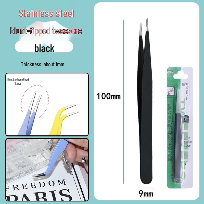 Colorful Stainless Steel Curved Tweezers for False Eyelashes and Planner Clips