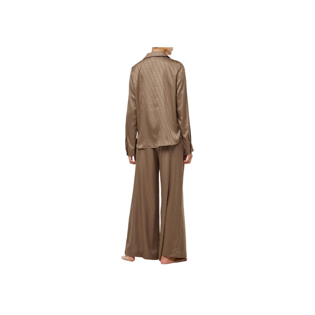 Calvin Klein Solid Comfortable Simple Elastic Soft Sleep Pants Women bottoms Brown QS7304-SOM